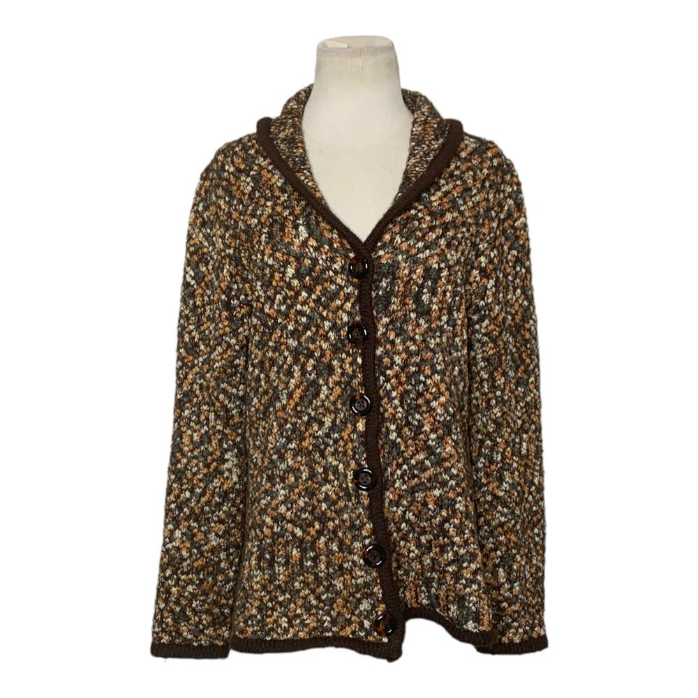 Caroll Reed Button Up Brown Tweed Cardigan Size X